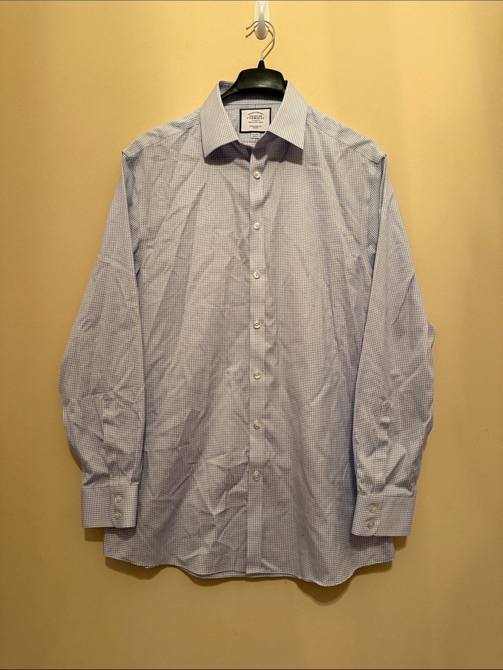 Charles Tyrwhitt Blue Micro-Check Dress Shirt Size 16.5/35'